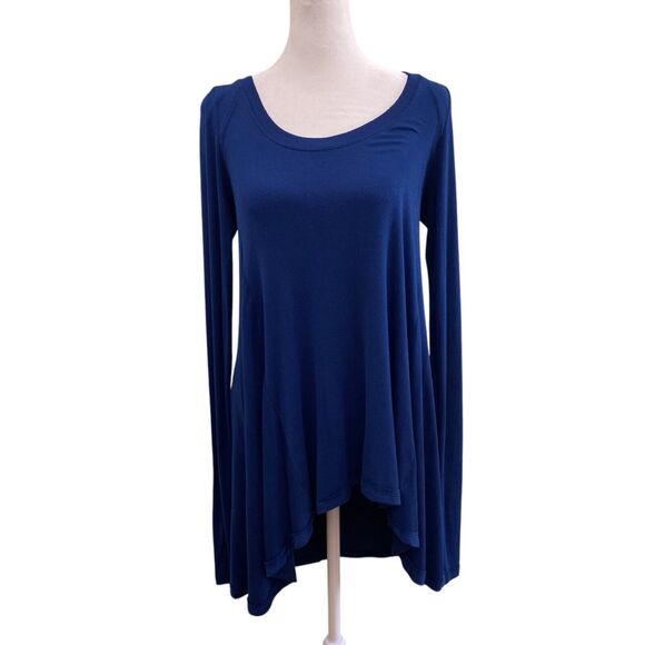 Free People Long Sleeve Tunic Top Womens XS Blue Asymmetrical Stretch Whimsigoth - Picture 1 of 11